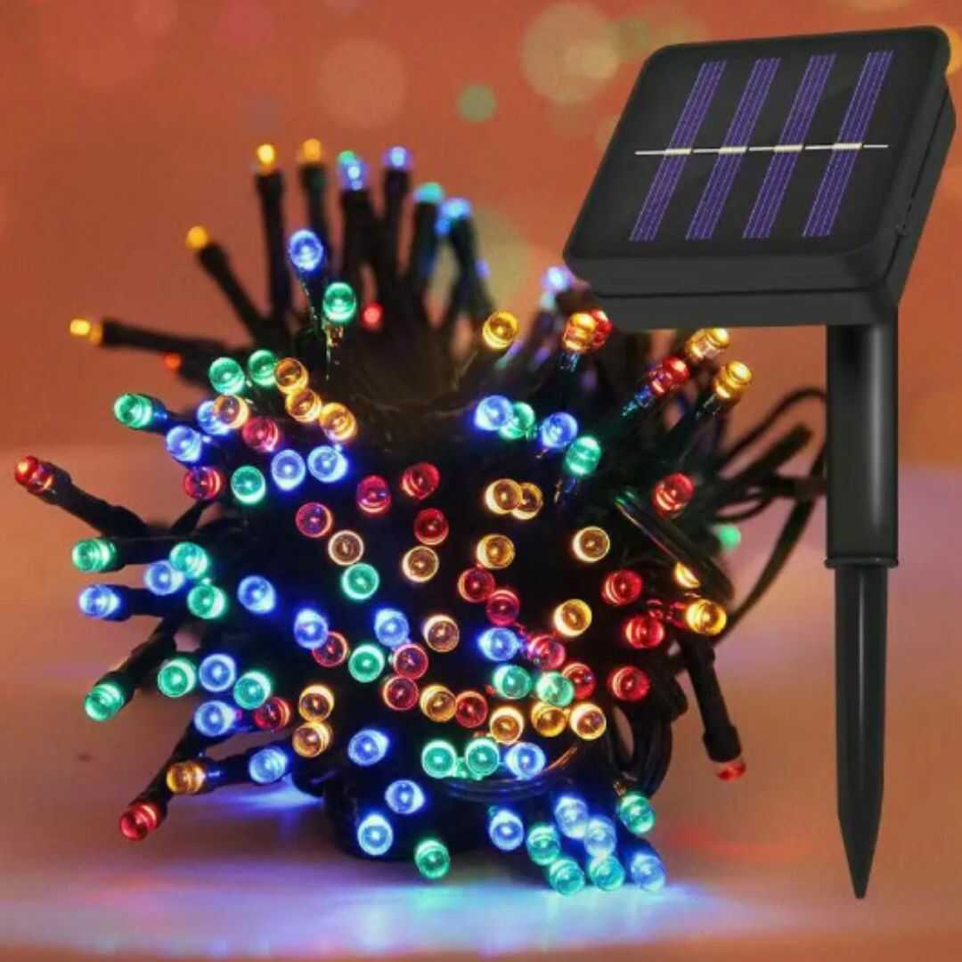 3 cajas de luces navideñas solares Multicolor(cada caja contiene 100 luces de 10 metros de largo)