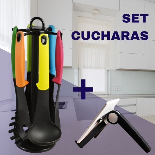 Set de cucharas +regalía soporte de celular