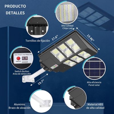 Luminaria solar 1200 Watts para exterior / incluye tubo para instalar (gracias al angulo de las luces abarca un mayor perimetro de iluminacion)